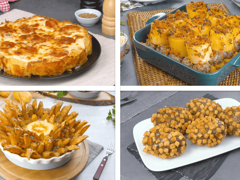 Beitragsbild zu 7 tolle Kartoffelrezepte: Vier Rezepte sind zu sehen.