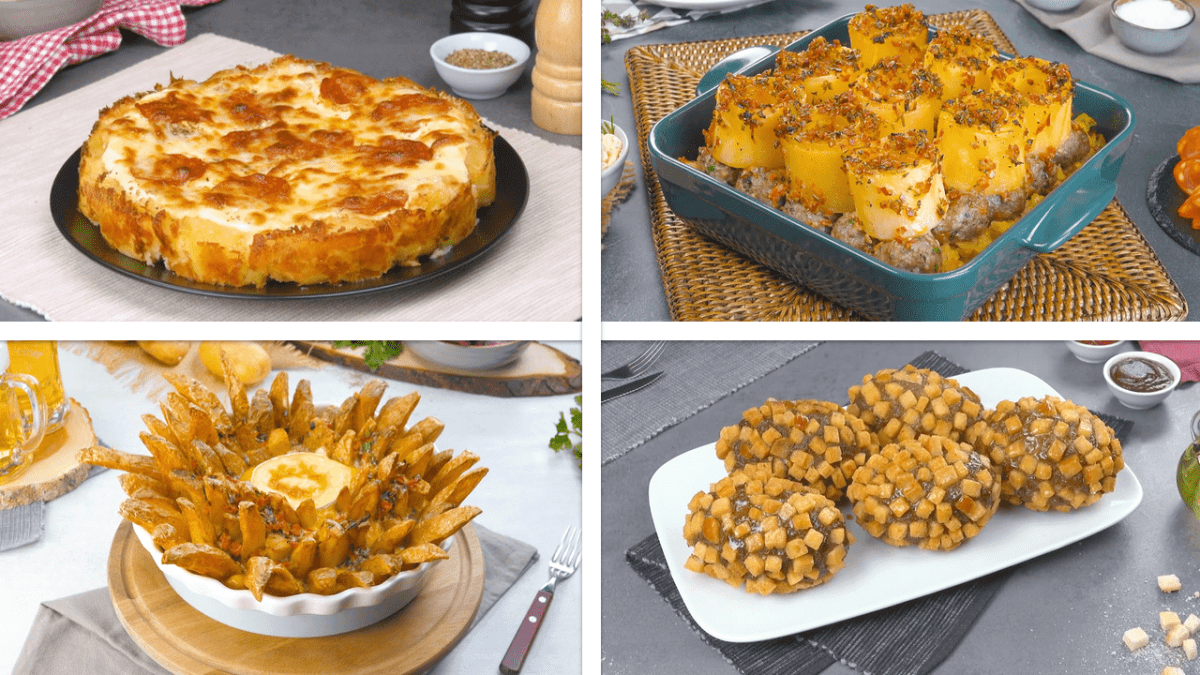 Beitragsbild zu 7 tolle Kartoffelrezepte: Vier Rezepte sind zu sehen.