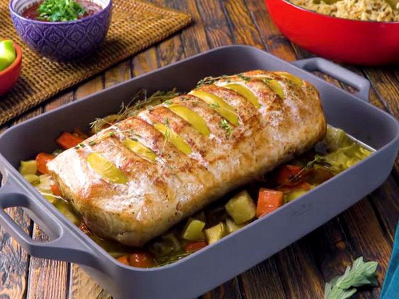 schweinerücken mit apfel