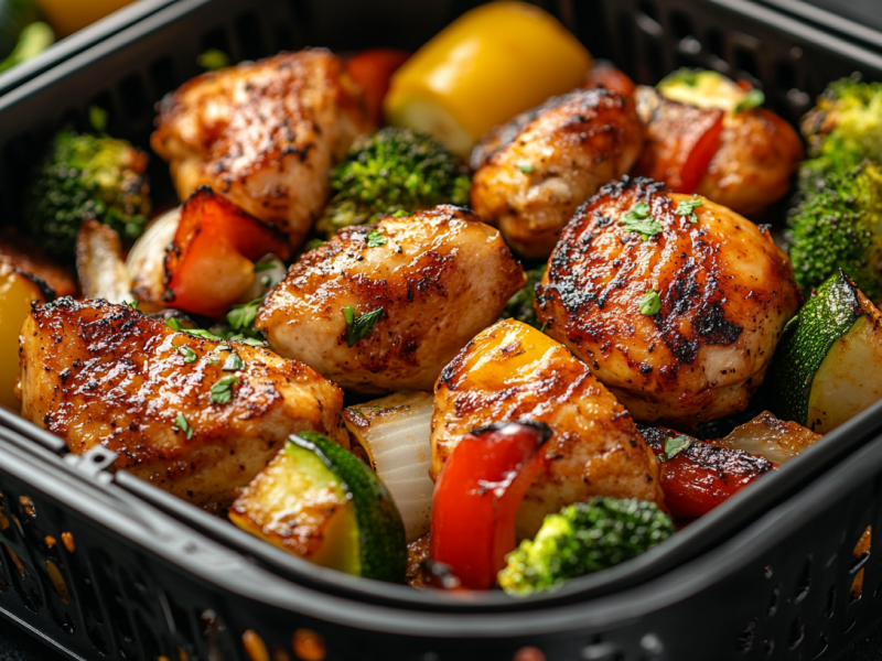 Airfryer-Hühnchen mit gemischtem Gemüse: fertig in 20 Minuten