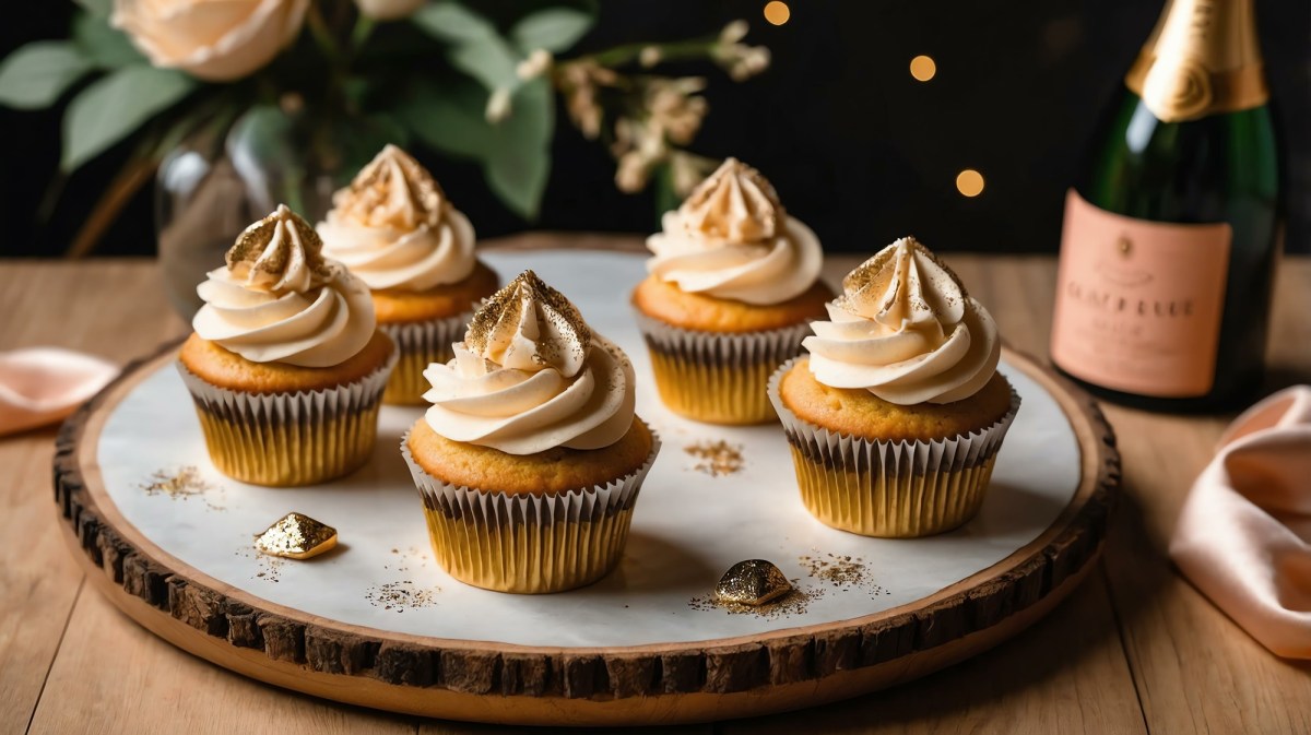 Teller mit mehreren Champagner-Cupcakes