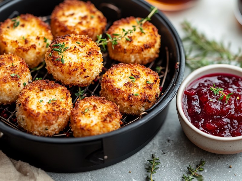 Korb mit Camembert aus dem Airfryer