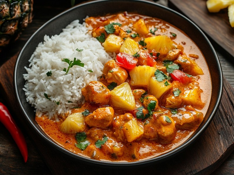 Topf mit Hähnchen-Ananas-Curry