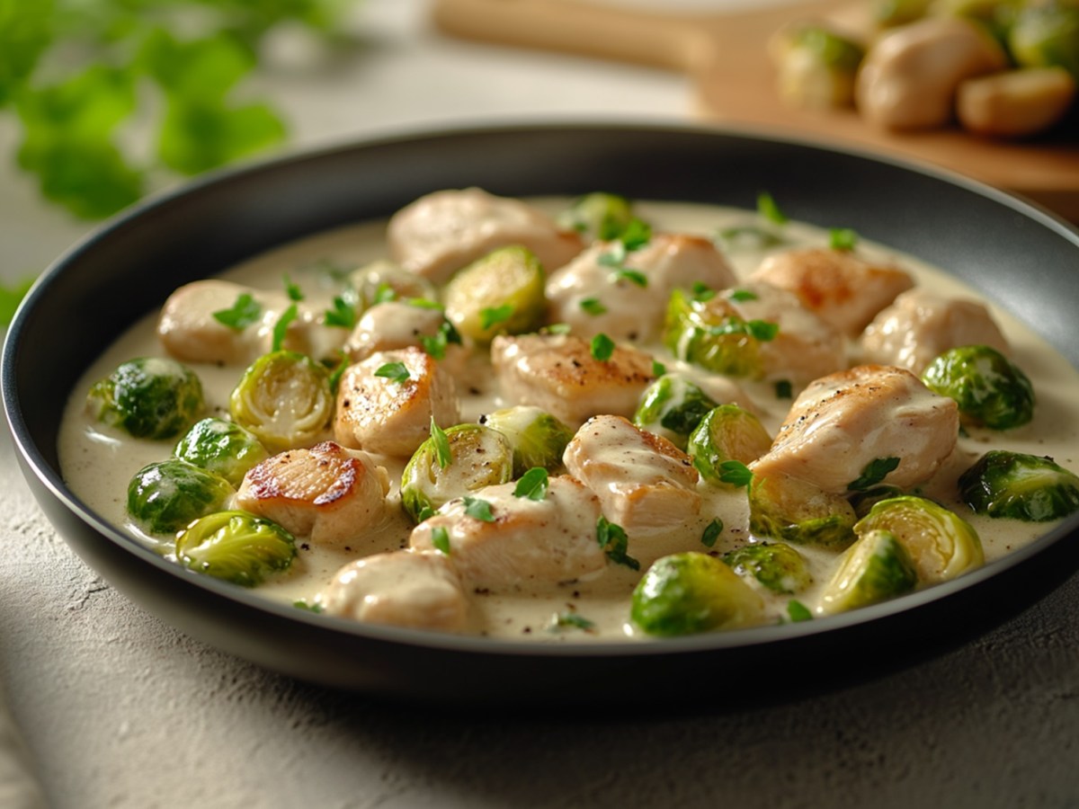 Hähnchen-Geschnetzeltes in Rosenkohl-Sahnesoße: perfekte Herbstküche