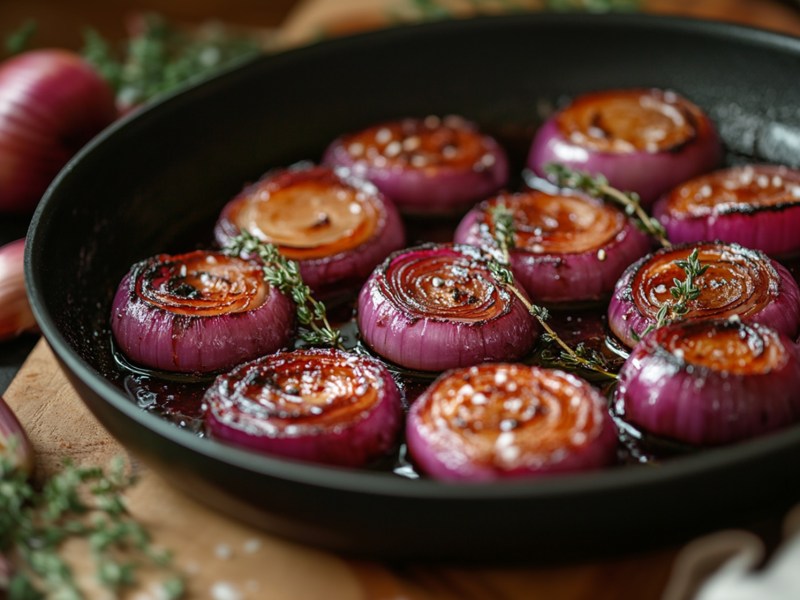 Pfanne mit Balsamico-Zwiebeln
