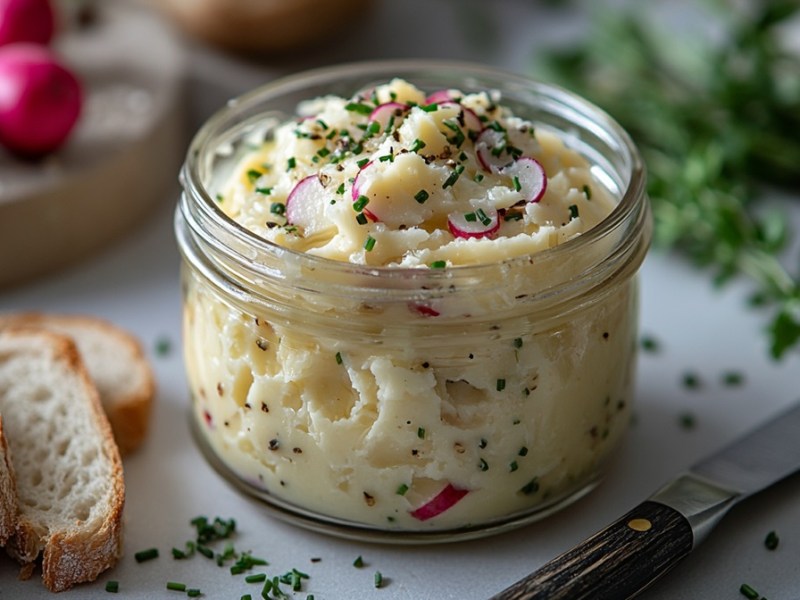 Radieschenbutter in einem Glas