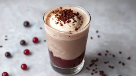 Ein Glas Schwarzwälder-Kirsch-Latte.