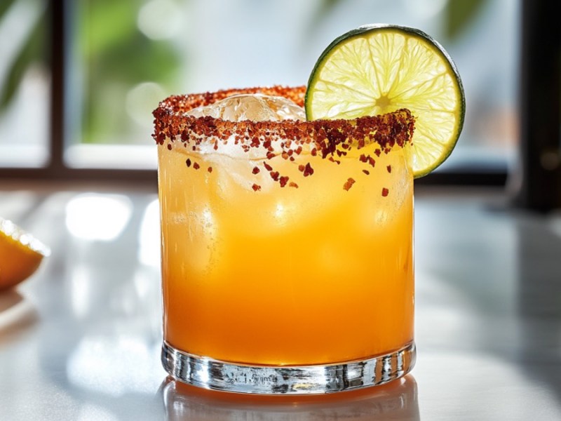 Ein Glas Spicy Orange Fizz.