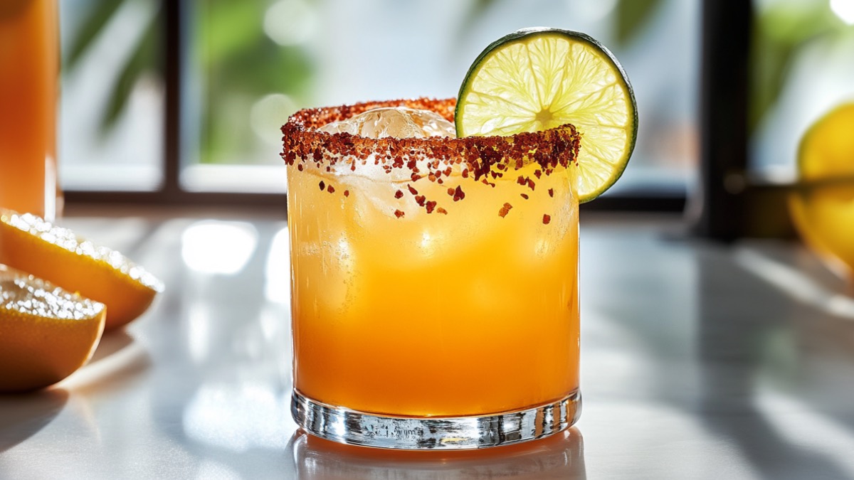 Ein Glas Spicy Orange Fizz.