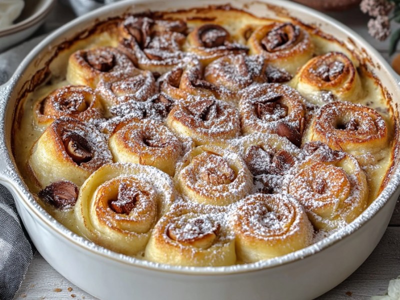 Auflaufform mit überbackenen Pfannkuchen