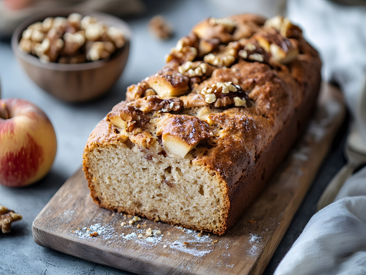 Apfel-Walnuss-Brot auf einem Brett