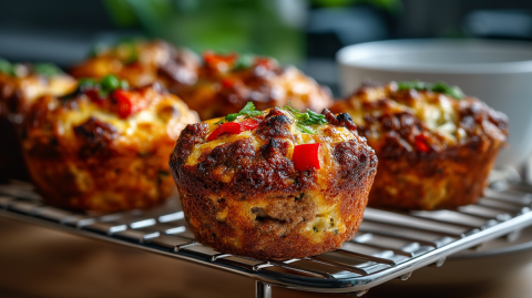 Ein Gitter mit einigen Hackbraten-Muffins.