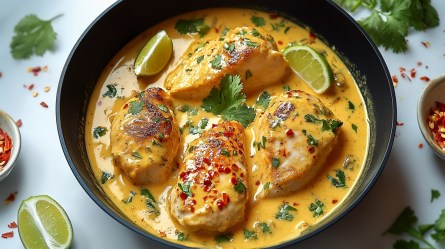 Pfanne mit Hähnchen in Kokos-Limetten-Soße