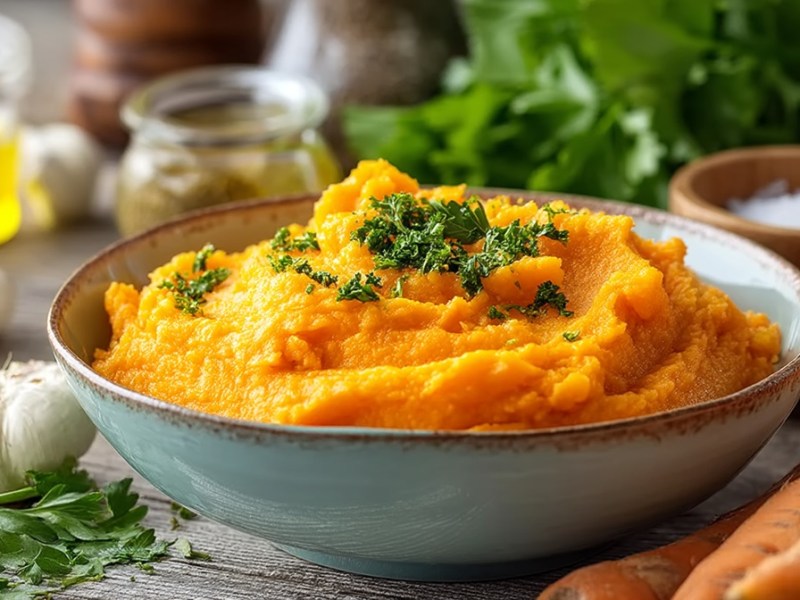 Schale mit Karotten-Püree