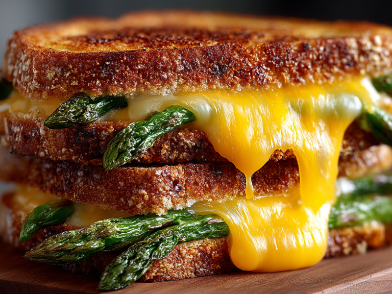 Zwei Scheiben Spargel Grilled Cheese.