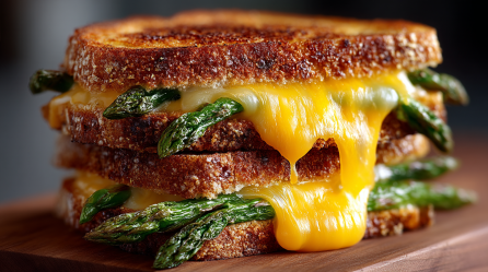 Zwei Scheiben Spargel Grilled Cheese.