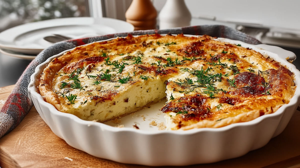 Weiße Spargel-Quiche aus Spargelresten in einer Quicheform.