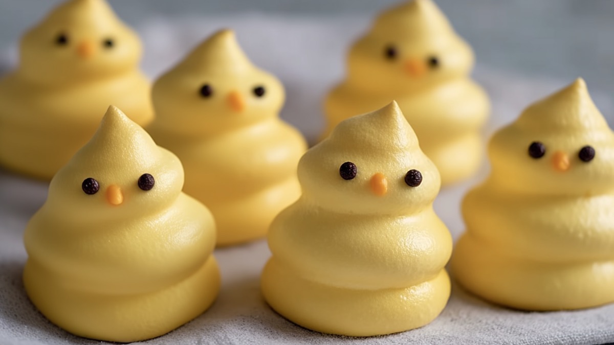 Süße Zitronen-Schaumküsse in Kükenform.