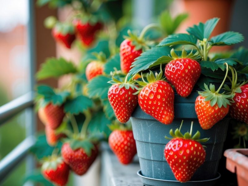 Erdbeeren vom Balkon