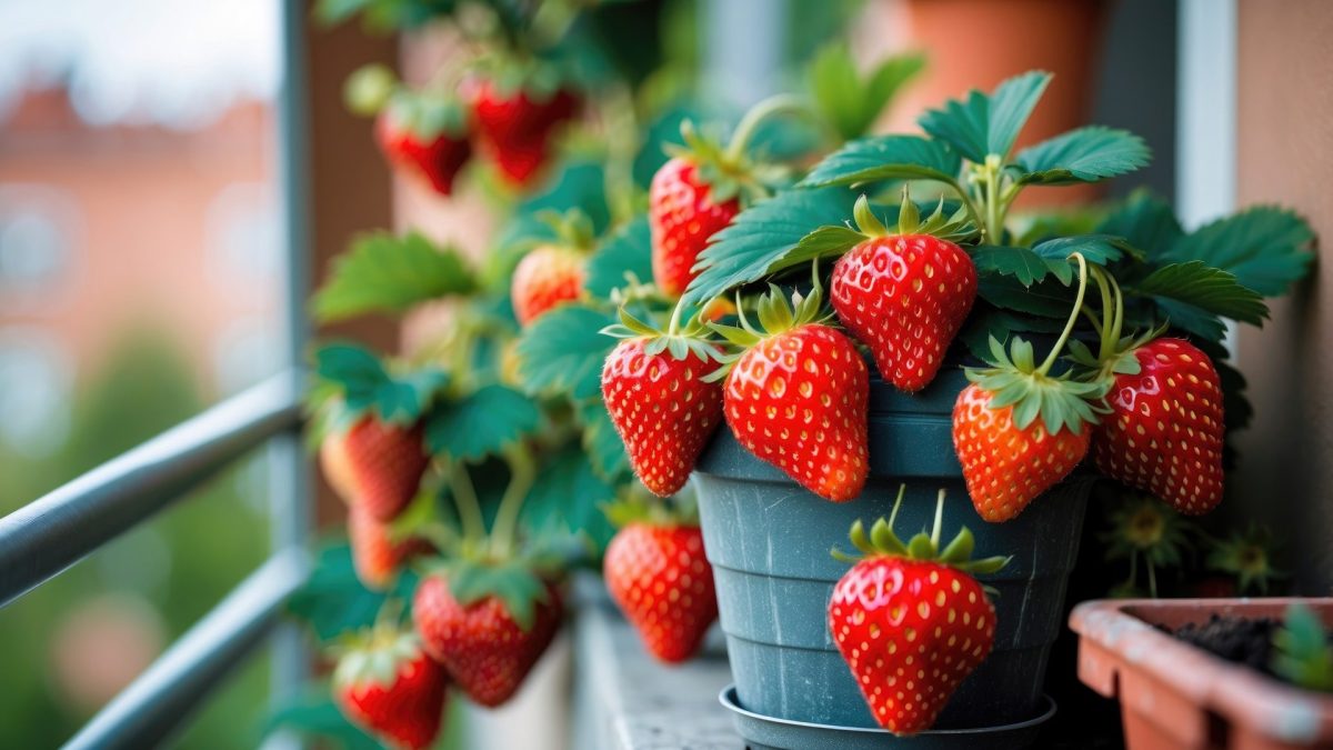 Erdbeeren vom Balkon