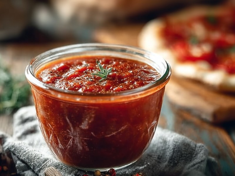 Glas mit neapolitanischer Pizzasoße