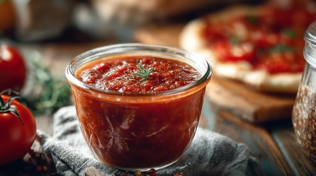 Glas mit neapolitanischer Pizzasoße