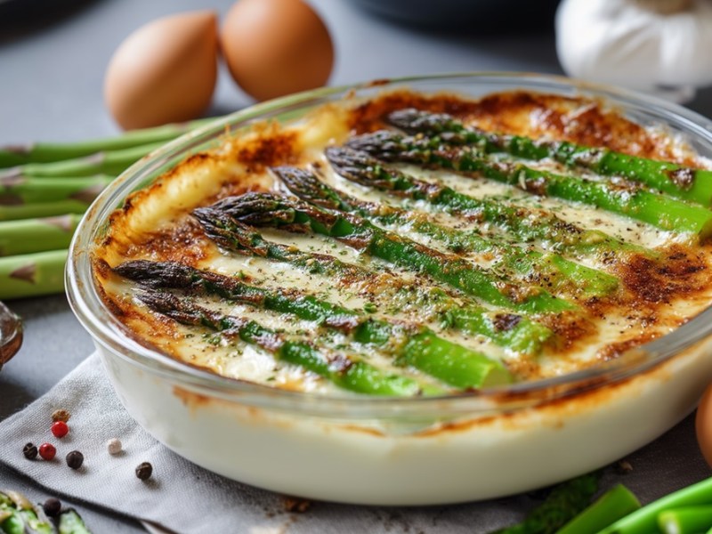 Spargel-Mascarpone-Gratin, Zutaten daneben