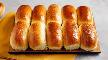 Ein Blech mit zehn Hot Dog-Brötchen.