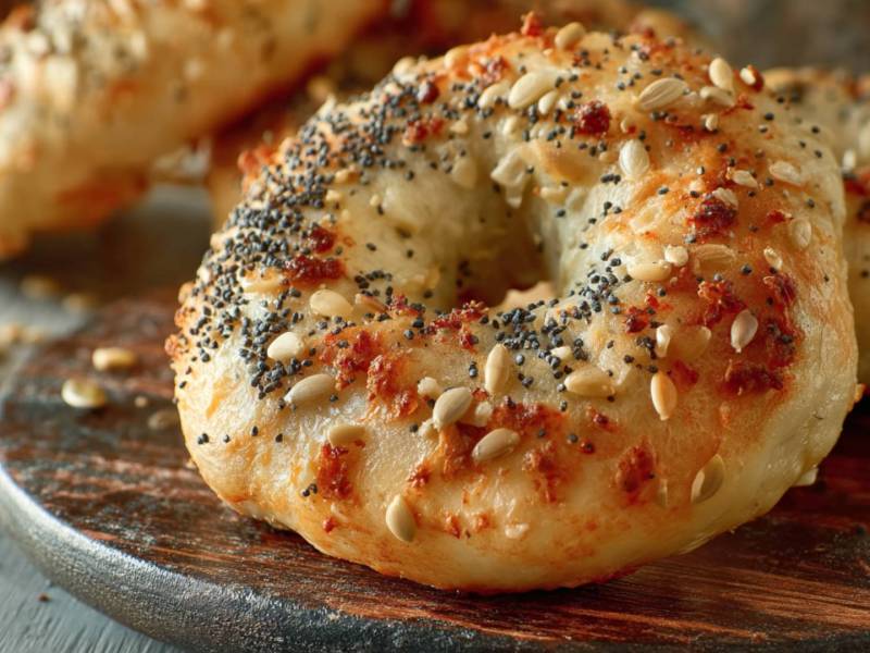 Protein-Bagels auf einem Teller