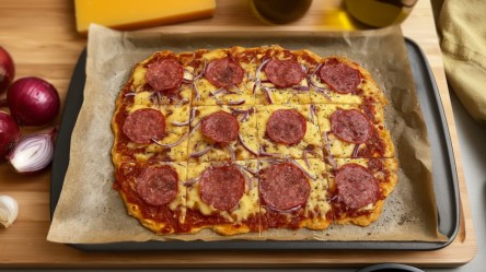 Eine Teufelskrusta auf einem Backblech.