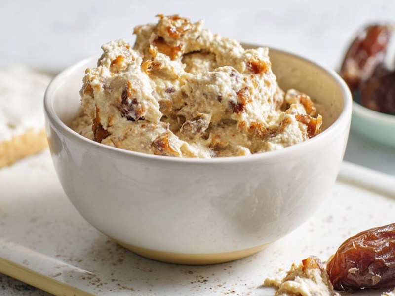 Eine Schale mit Dattel-Aufstrich.