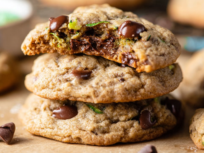 Ein Stapel Haferflocken-Zucchini-Cookies.