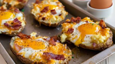 Blech mit überbackenen Frühstückskartoffeln