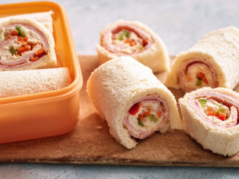 Kinder-Sushi in und neben einer Lunchbox.