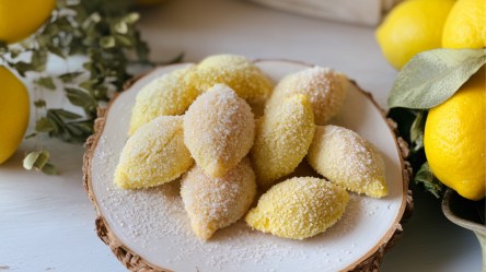 Einige Limunčići, kroatische Zitronen-Kekse, auf einem Teller.