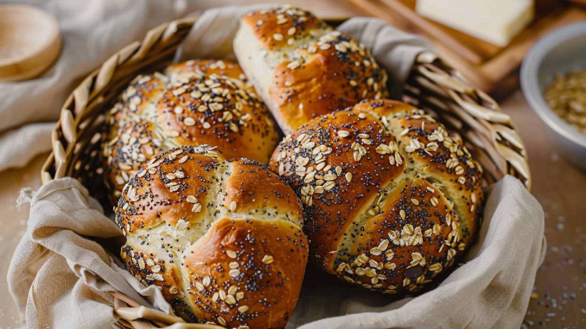 Korb mit Eiweißbrötchen mit Skyr