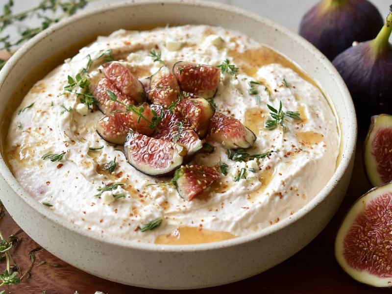 Schale mit Feigen-Frischkäse-Aufstrich
