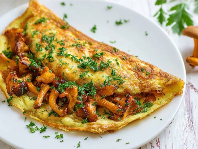 Teller mit Pfifferling-Omelett