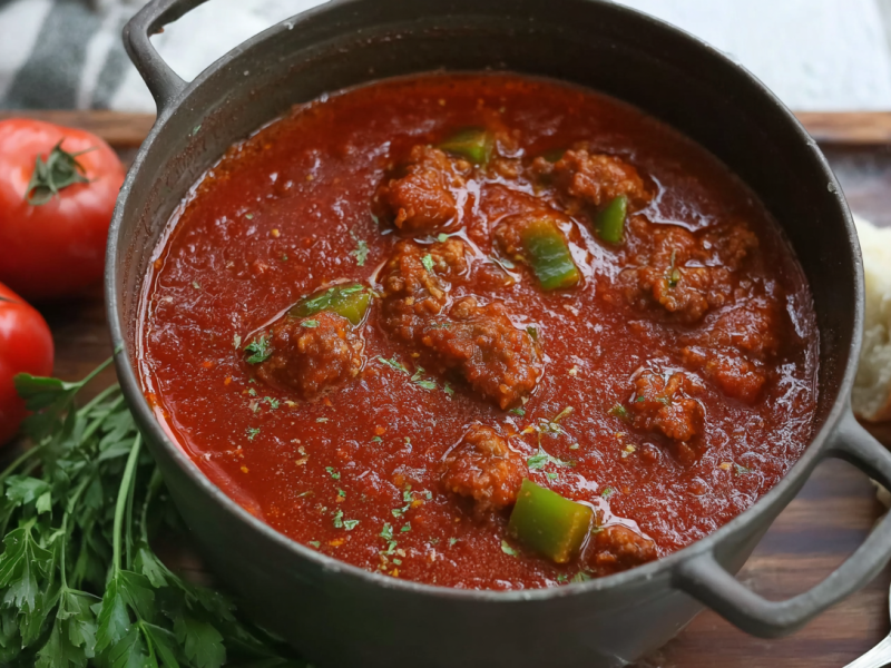 Topf mit Sonntagssoße nach dem Rezept aus dem Film 