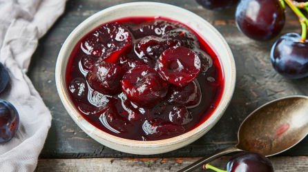 Eine Schale Zwetschgenröster.