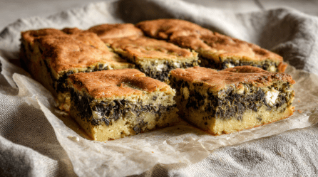 Blatsaria: griechische Mais-Gemüse-Schnitten auf einem Stück Backpapier.