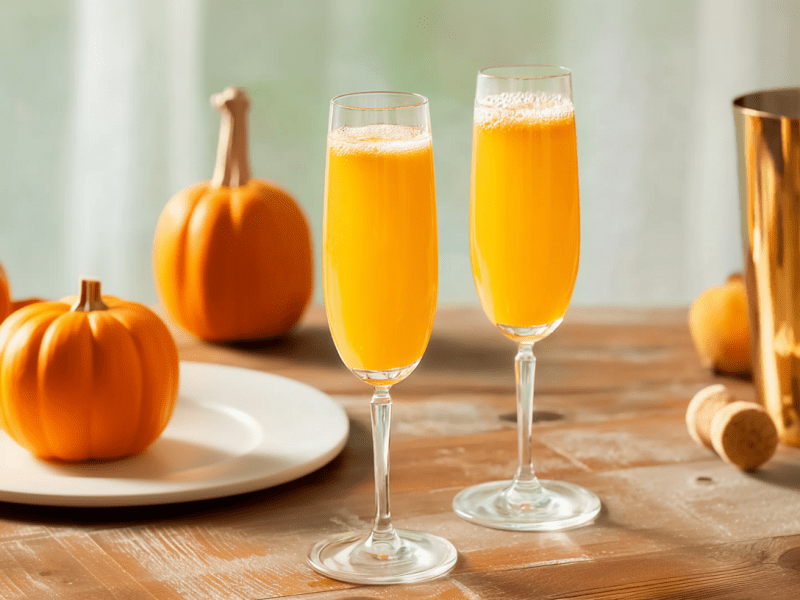 Zwei Gläser mit Kürbis-Bellini.