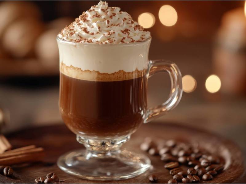 Eine Tasse Pharisäer mit Sahne auf einem Tisch