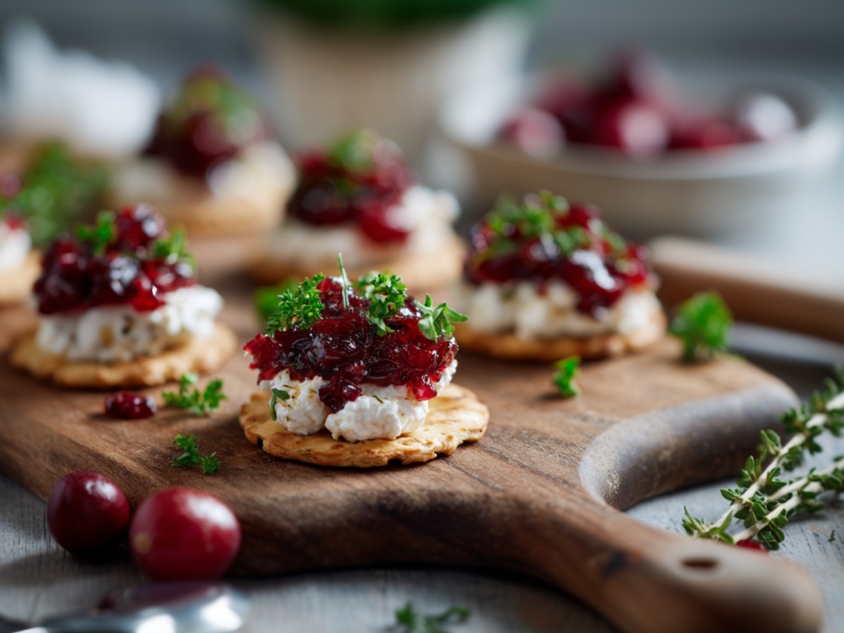 Fingerfood-Idee für deine nächste Party: Frischkäse-Cranberry-Cracker