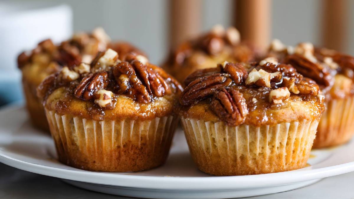 Teller mit mehreren Pekannuss-Muffins
